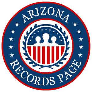 A red, white, and blue round logo with the words Arizona Records Page