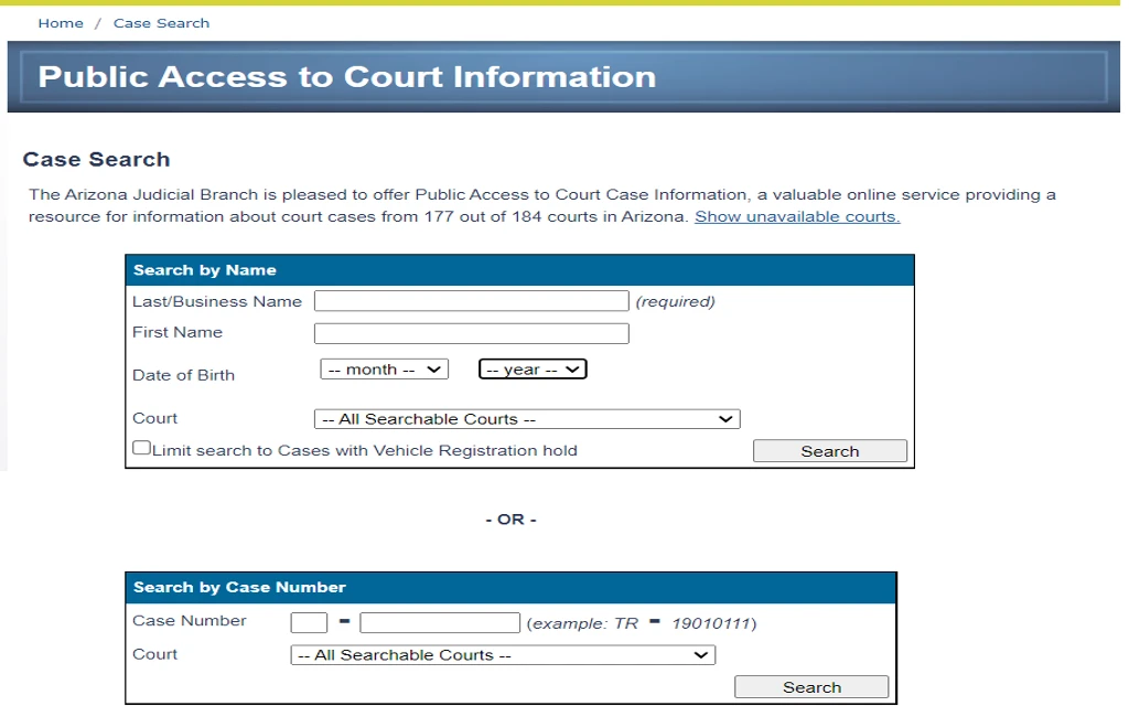 Public access to court information in Arizona used to find free Arizona divorce records, lawsuits and free marriage records in Arizona. 